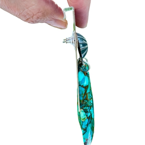 New - Turquoise Slab Earrings from Peyote Bird - Picture 10 of 11